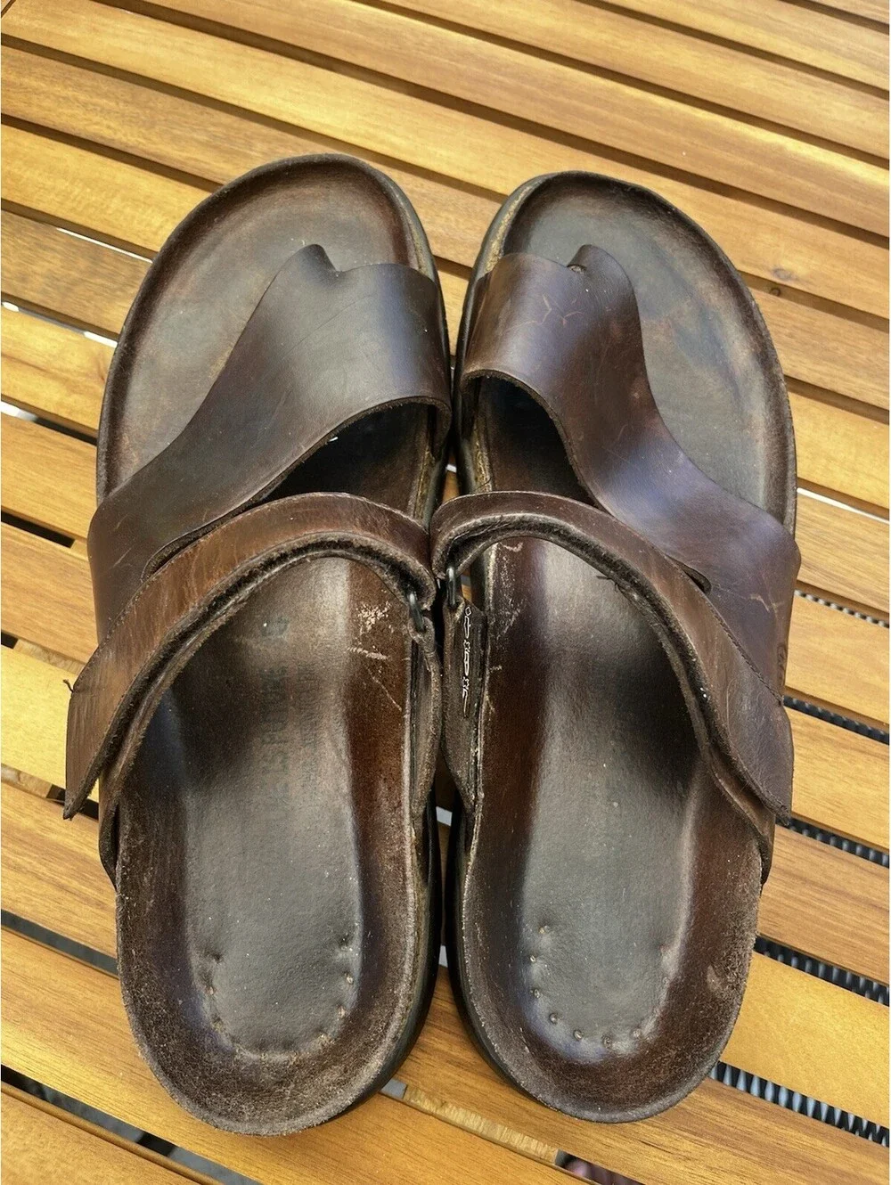 Mephisto Mobils Sandals Mens SZ EU 47 US 13 Brown James Slide Adjustable Comfort